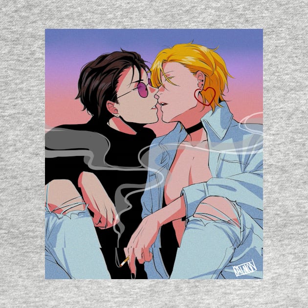 Ash and Eiji in the 80s by MykaAndSalmon